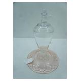 Vintage Pink Anchor Hocking Plate, Clear Glass Covered Candy Dish (have been attached)