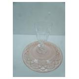 Vintage Pink Anchor Hocking Plate, Clear Glass goblet (have been attached)
