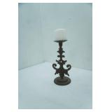 Cast Iron Pillar Candle Holder (11" tall) and New Candle