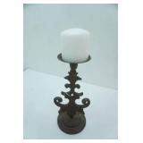 Cast Iron Pillar Candle Holder (11" tall) and New Candle
