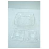 Crystal Cardinal 8" Square Serving Bowl & 2 Crystal Leaf Candle Holders