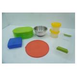 Plastic Food Storage Containers and Steel Serving Bowl 1.5qt