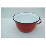 Enamelware Chamber Pot. Red, White, and Black