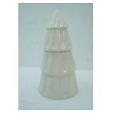 Design Pac White Glaze Ceramic Christmas Tree Cookie Jar 15" tall