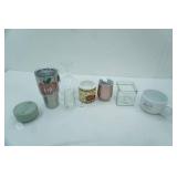 Stainless Steel Coffee Mugs, Appetizer Cooling Dish, Clear Glass Vase, Clear Glass Candle Holder and more