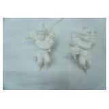 Decorative Silver Metal Rectangular Tray, napkin rings and 2 ceramic cherub ornaments