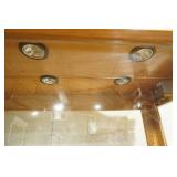 Lighted Glass Cabinet on wheels. Locking doors, 3 adjustable glass shelves