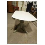 Painted Wooden Pedestal Table w/2 drop down leaves