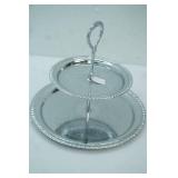 Silver Toned 2-tier serving tray