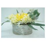 Galvanized Steel "Flower Garden" Planter w/artificial arrangement