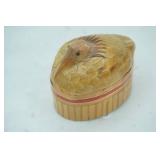 Vintage Bamboo & Straw Bird Trinket Box