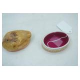 Vintage Bamboo & Straw Bird Trinket Box