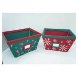 Pair of Christmas Themed Canvas Organizing Bins