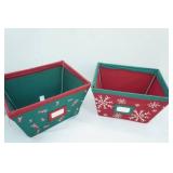Pair of Christmas Themed Canvas Organizing Bins