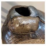 LL - Exquisite 26 in Handcrafted Bronze-Glazed Vase with Textured Surface & Metal Neck Accents