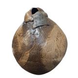 LL - Exquisite 26 in Handcrafted Bronze-Glazed Vase with Textured Surface & Metal Neck Accents