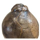 LL - Exquisite 26 in Handcrafted Bronze-Glazed Vase with Textured Surface & Metal Neck Accents