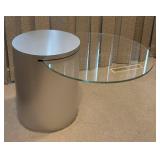 MB - Vintage CBF by Pierre Two-Tier Glass Accent Table, Brushed Metal Base