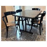 K - Vintage Granite Dining Table & 4 Lyre Series Chairs