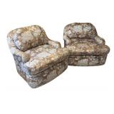 MB - Pair of Vintage Marge Carson Swivel Lounge Chairs & Ottoman