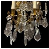 B - Pair of Crystal  Wall Sconces- Brass/Gilt Finish, Hanging Crystals