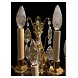 B - Pair of Crystal  Wall Sconces- Brass/Gilt Finish, Hanging Crystals
