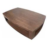 LR - Gorgeous Vintage Custom Taupe Birds Eye Maple Cocktail / Coffee Table