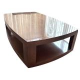 LR - Gorgeous Vintage Custom Taupe Birds Eye Maple Cocktail / Coffee Table