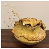 LL - Artisan Crafted Glazed Ceramic Vase with Irregular Petal Edges