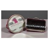 Judith Lieber Round Mirror and Judith Lieber for Neiman Marcus Faux Alligator Trinket Box / Pill Box