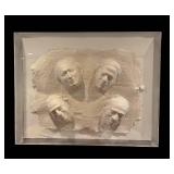 LL - Four-Head Bust Relief in Lucite Case - Original Art