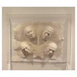 LL - Four-Head Bust Relief in Lucite Case - Original Art