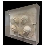LL - Four-Head Bust Relief in Lucite Case - Original Art