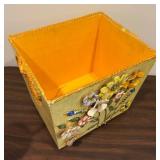 LL - Vintage Jeanne Valentine S.A. Waste Bin with Floral Accents