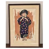 LL - Vintage Woodblock Print Child in Aizu by Kiyoshi Saito