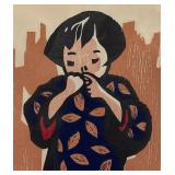 LL - Vintage Woodblock Print Child in Aizu by Kiyoshi Saito