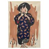 LL - Vintage Woodblock Print Child in Aizu by Kiyoshi Saito