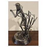 LL - Steampunk Style Metal Golfer Sculpture
