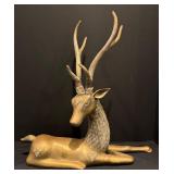 LL - Vintage Gold Tone Antlered Deer Figurine