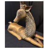 LL - Vintage Gold Tone Antlered Deer Figurine