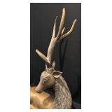 LL - Vintage Gold Tone Antlered Deer Figurine