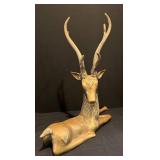 LL - Vintage Gold Tone Antlered Deer Figurine