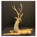 LL - Vintage Gold Tone Antlered Deer Figurine