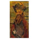 LL - Original Yves Leduc Judiaca Rabbi Mixed Media Artwork