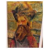 LL - Original Yves Leduc Judiaca Rabbi Mixed Media Artwork