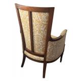 LL - Vintage Damask Armchair - Carved Wood Frame