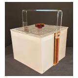 LL - Vintage Mid Century Acrylic Ice Bucket with 12 Festive Aged To Perfection Designed Cups