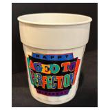 LL - Vintage Mid Century Acrylic Ice Bucket with 12 Festive Aged To Perfection Designed Cups