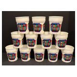 LL - Vintage Mid Century Acrylic Ice Bucket with 12 Festive Aged To Perfection Designed Cups