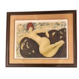 LL - Alain Bonnefoit Limited Edition Lithograph Print - Nude on Rock